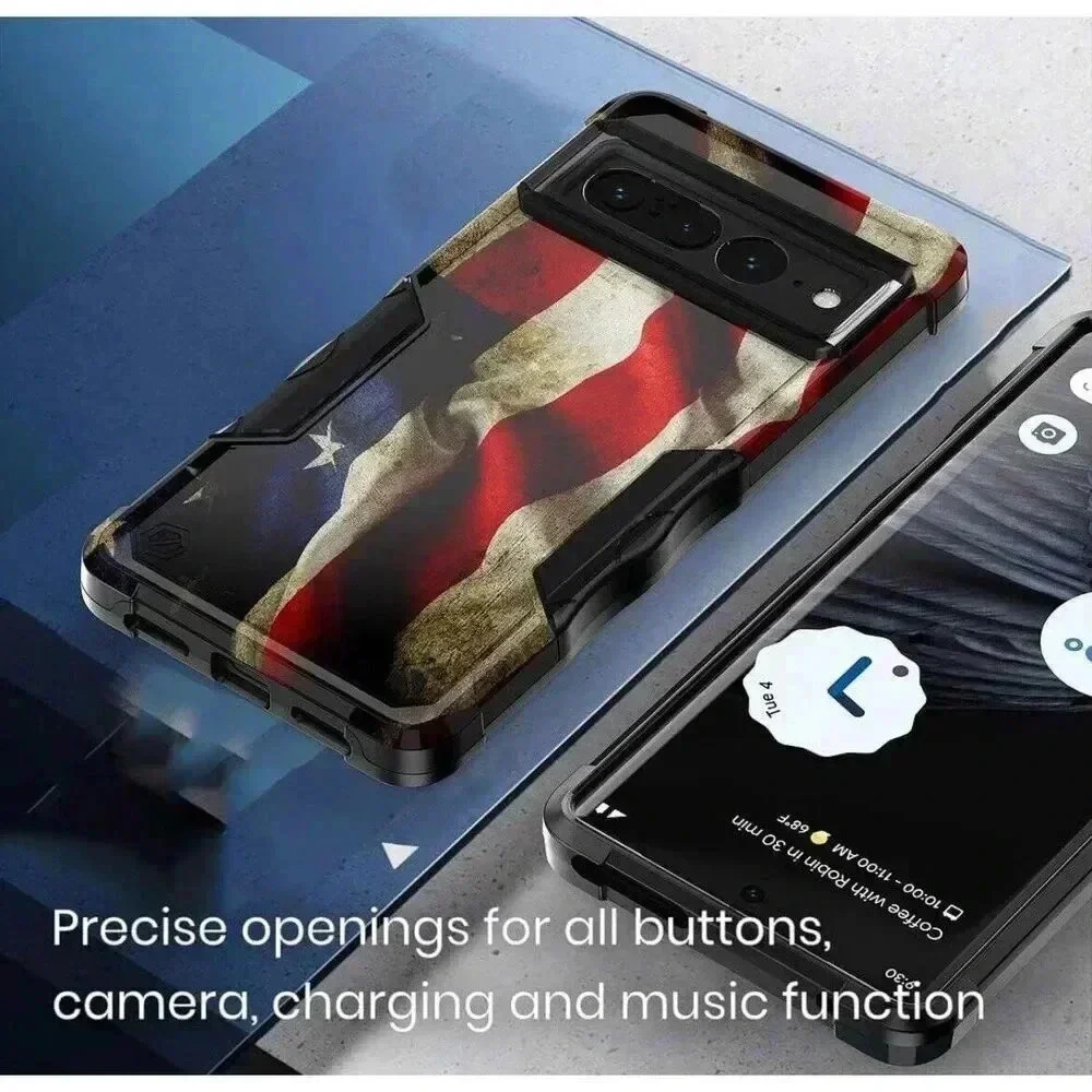 American Flag Case Compatible with Google Pixel 7a Hybrid‎ Shockproof Bumper